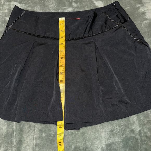Elle Shorts Women's 8 Black Pleated Side Zip Pockets Casual Y2K Skort Mini - Picture 5 of 7